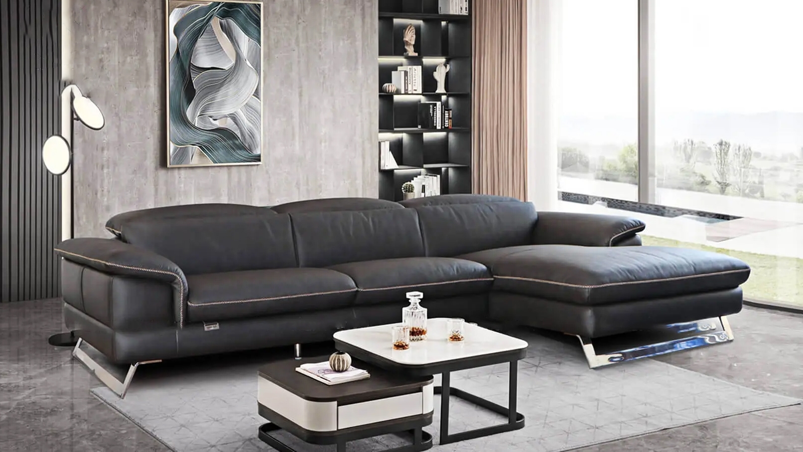 alt="Ghế Sofa góc da Lucius – SKU : ED003"