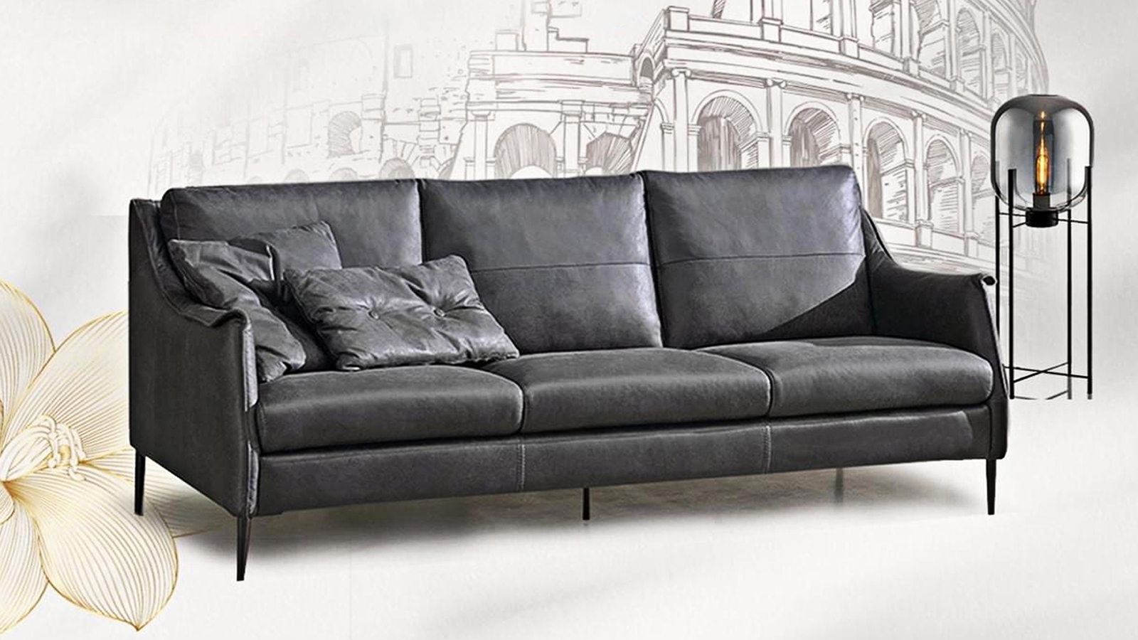 alt=" Ghế Sofa Văng Da Rome – SKU : ED057 "