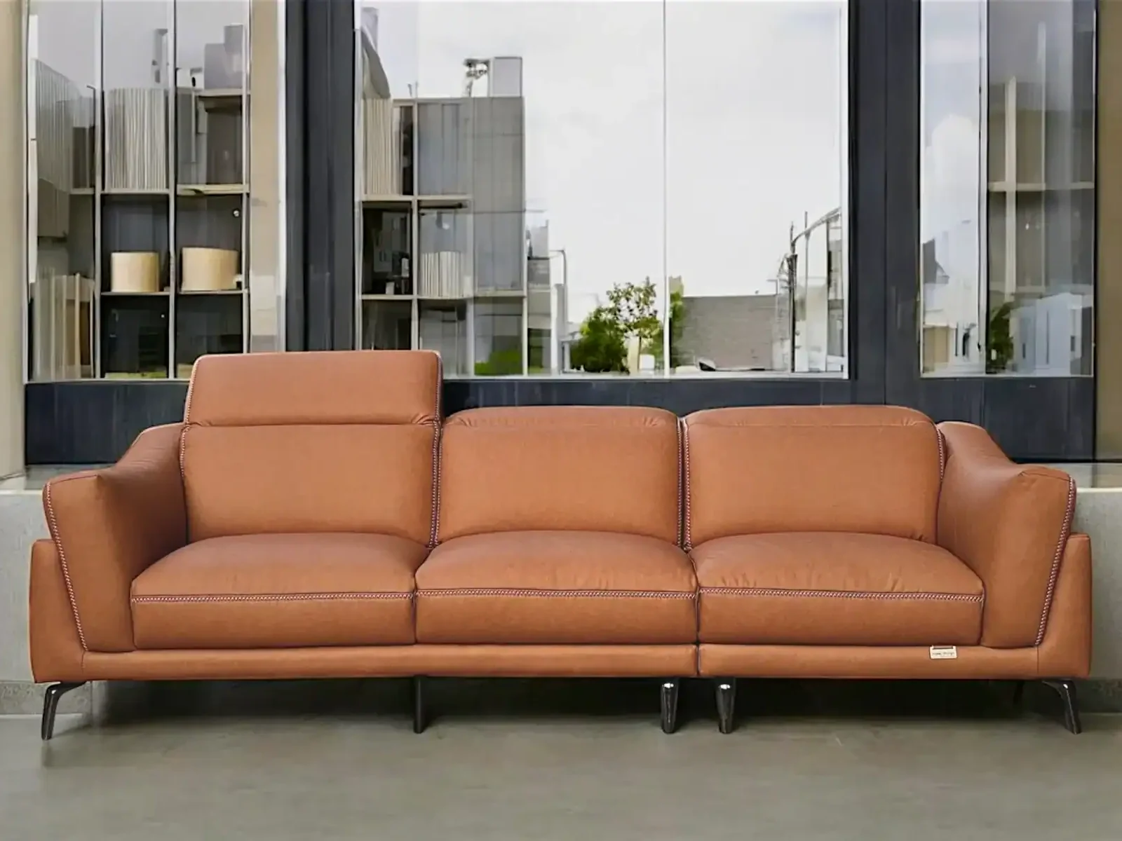alt="Ghế Sofa Văng Da Italia - Florence ( Màu nâu bò )"