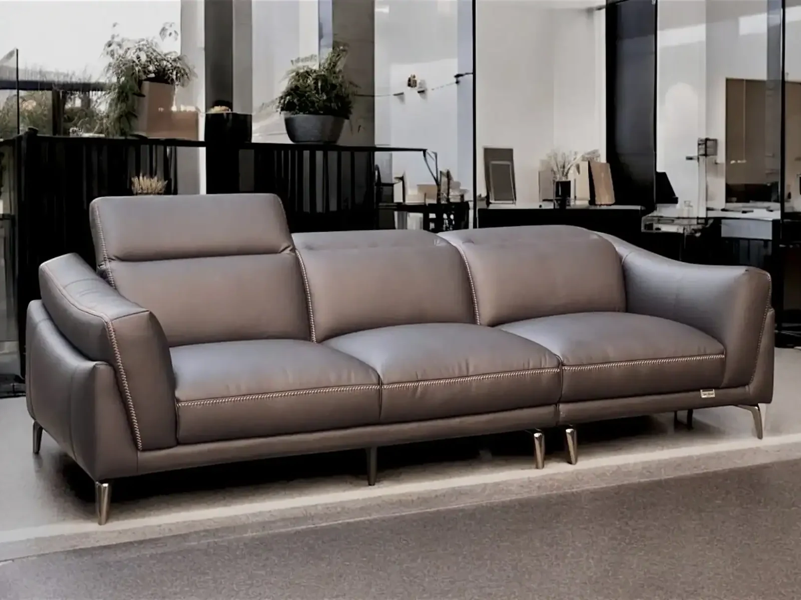 alt="Ghế Sofa Văng Da Italia - Florence ( Màu nâu đen )"